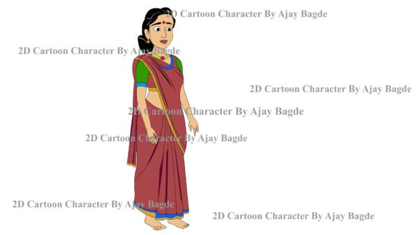 Women Red Saree Character 4 Poses (Adobe Animate Vector) - Image 5