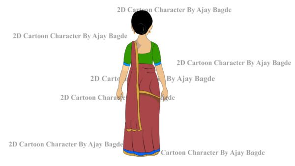 Women Red Saree Character 4 Poses (Adobe Animate Vector) - Image 3