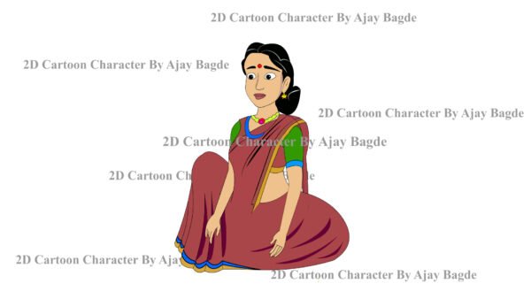 Women Red Saree Character 4 Poses (Adobe Animate Vector) - Image 2