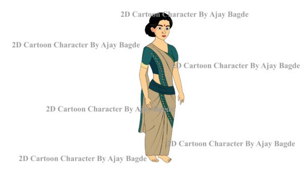 Women Saree Character 4 Poses (Adobe Animate Vector) - Image 2