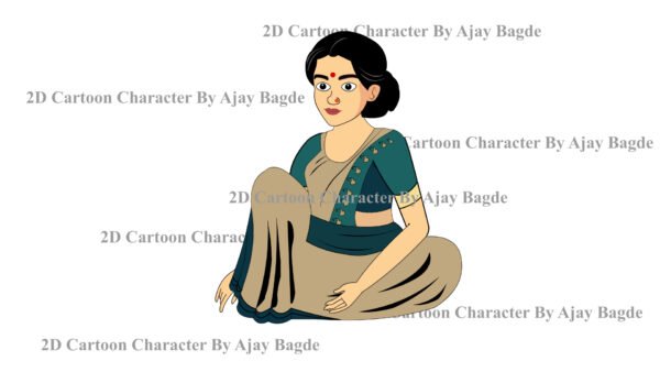 Women Saree Character 4 Poses (Adobe Animate Vector) - Image 4