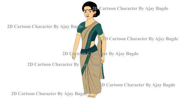 Women Saree Character 4 Poses (Adobe Animate Vector) - Image 5