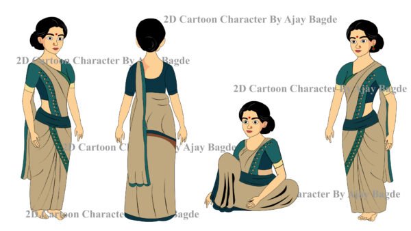 Women-Saree-Character-4-Poses