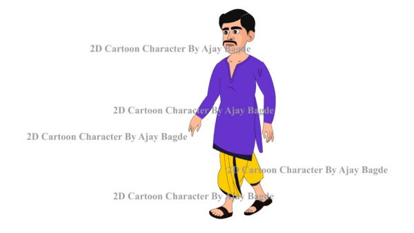 Animated Village Man Character 4 Poses (Adobe Animate Vector) - Image 5